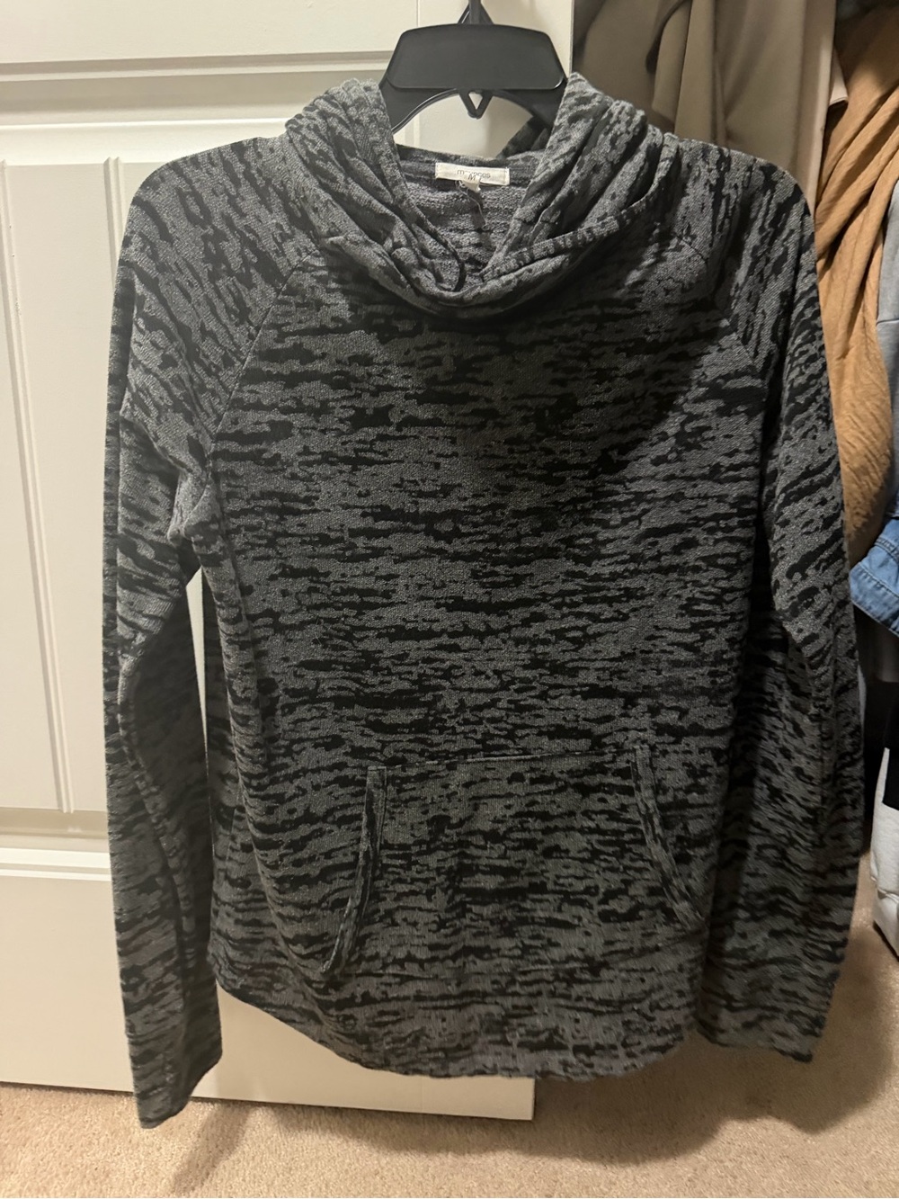 Maurices Black & Gray Cowl Neck Pullover Sweater